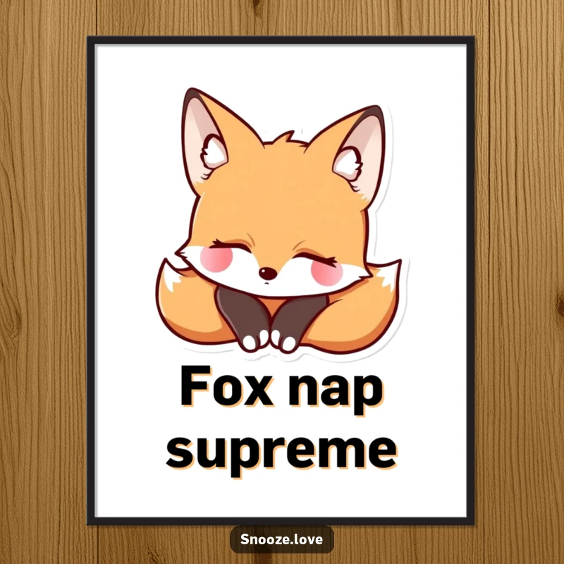 Funny fox digital art print of a resting fox, offering instant, serene, and humorous wall décor.