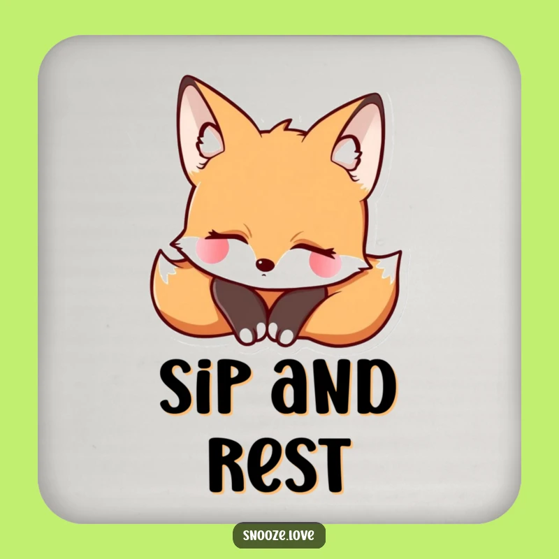 Funny Fox Coaster: Protect Surfaces with Serene Charm Funny Gift