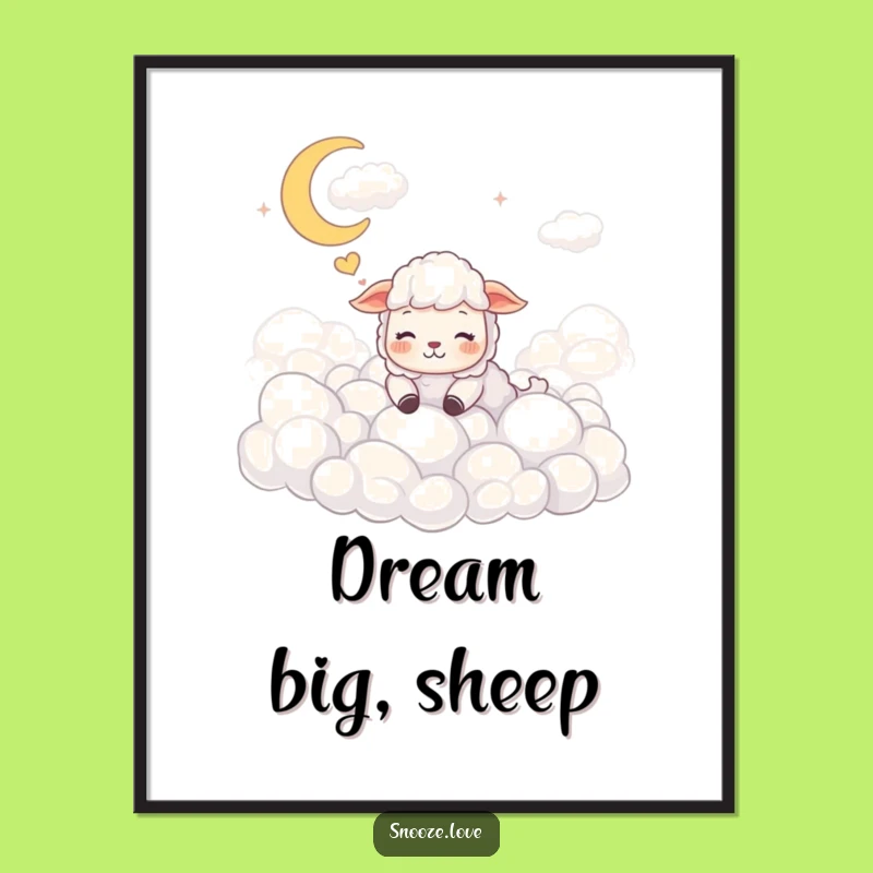 Funny Sheep Dream Poster: Whimsical Wall Art Funny Gift