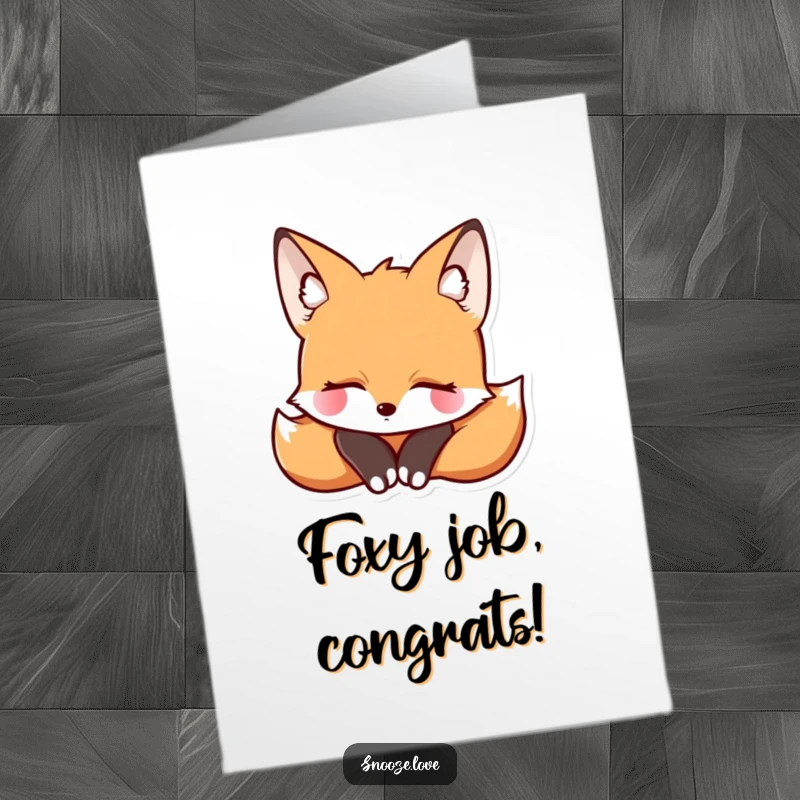 Funny Free Printable Congratulations Card: A serene fox rests its head, eyes closed, acknowledging achievement calmly.
